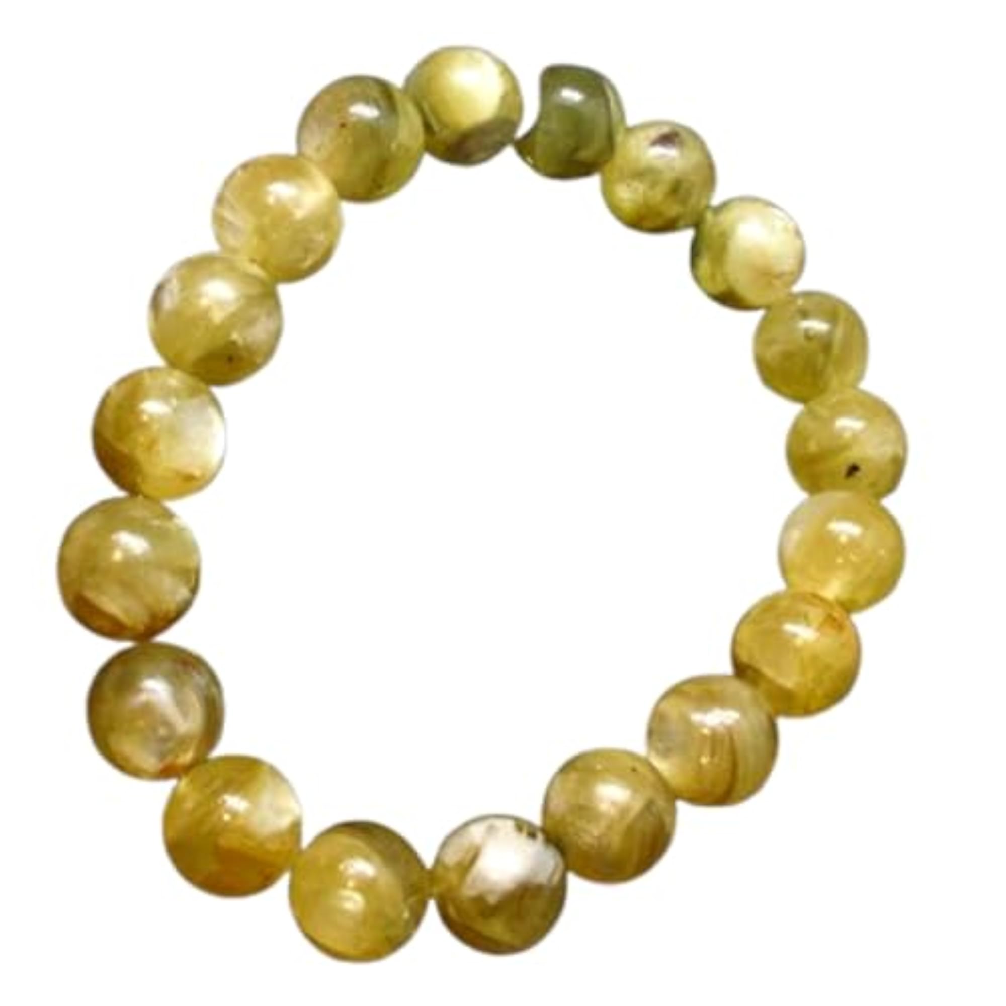 Natural Muscovite 10mm Round Bead Stretchable Bracelet, Unisex Healing